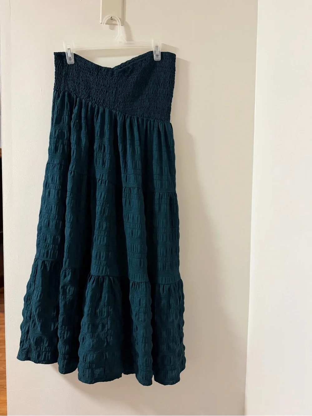 Women’s Teal Textured Maxi Skirt with Smocked Waist